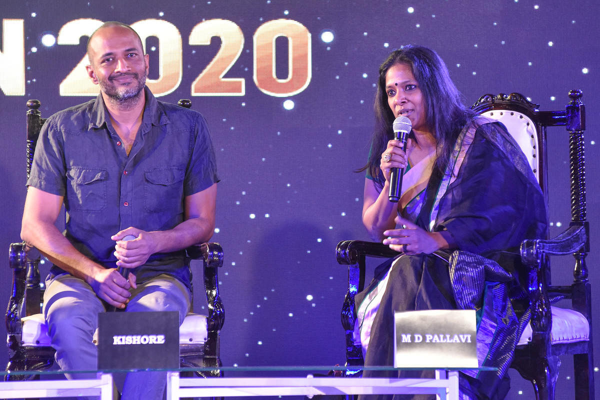 Kishore and M D Pallavi are seen at panel discussion at Deccan Herald Changemakers felicitation programme in Bengaluru. (DH Photo | SK Dinesh)