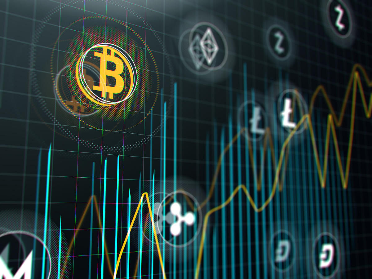 Cryptocurrency stock market graph on virtual screen. (Getty Image)