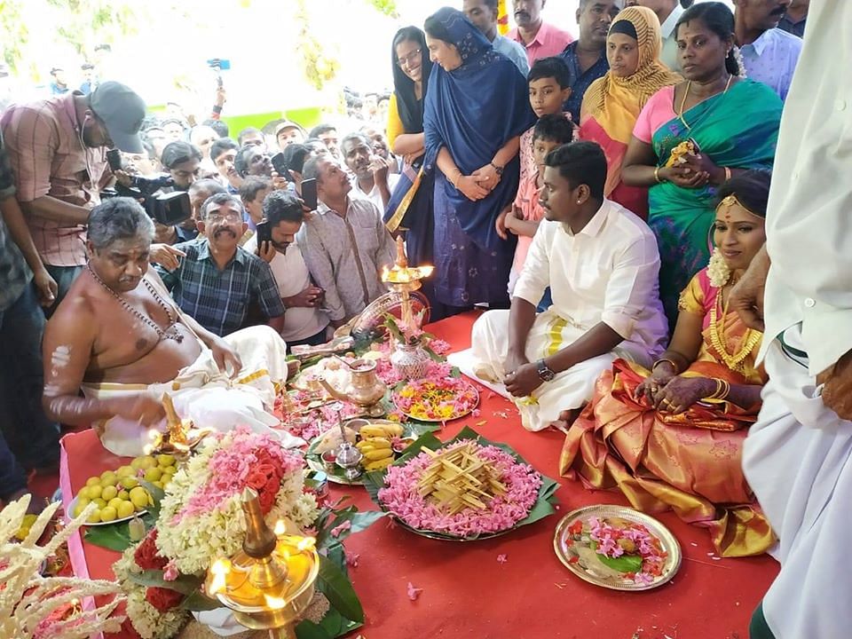 Hindu couple getting marries in the mosque. (DH Photo)