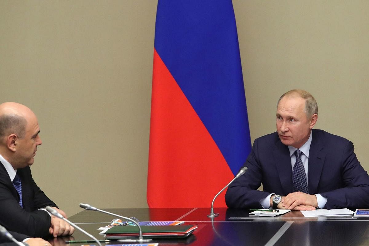 Vladimir Putin with New PM Mikhail Mishustin. AP/PTI
