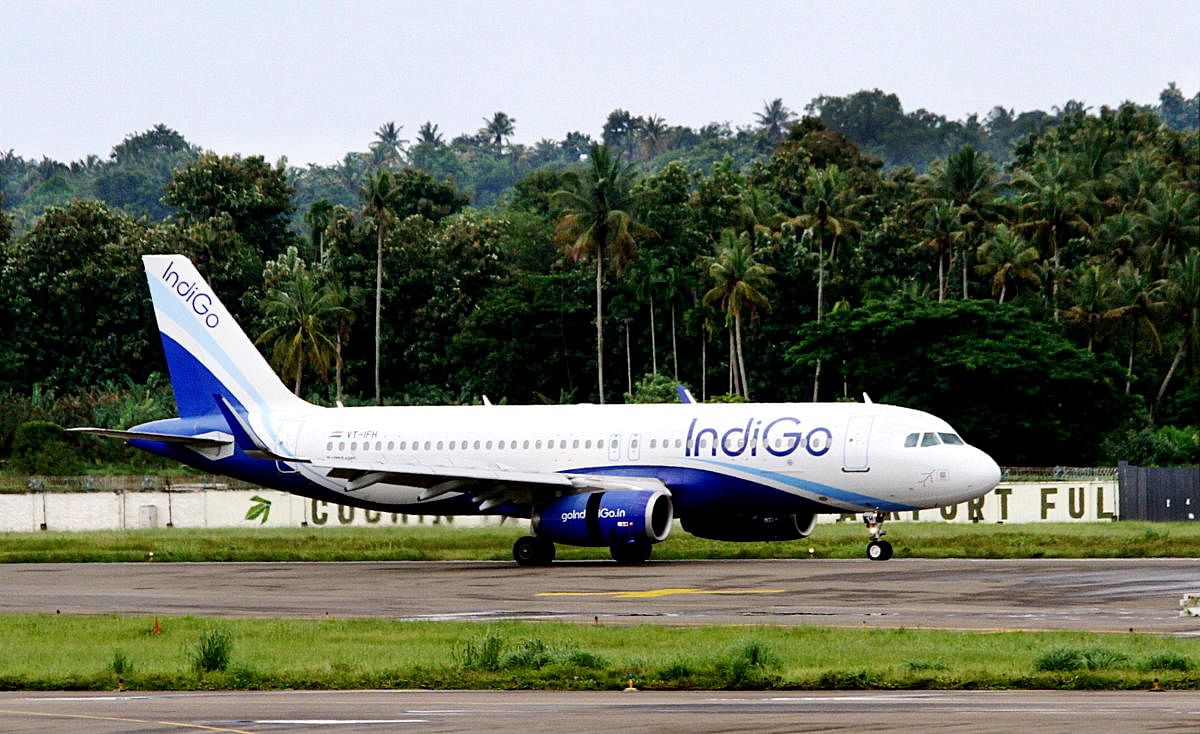 An Indigo flight arrives from Abu Dhabi at the Cochin International Airport, Sunday, August 11, 2019. (PTI Photo)