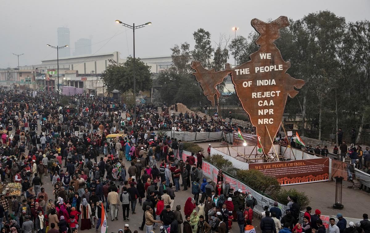 Demonstrators attend a protest against a new citizenship law in Shaheen Bagh, area of New Delhi, India January 19, 2020. (Reuters Photo)