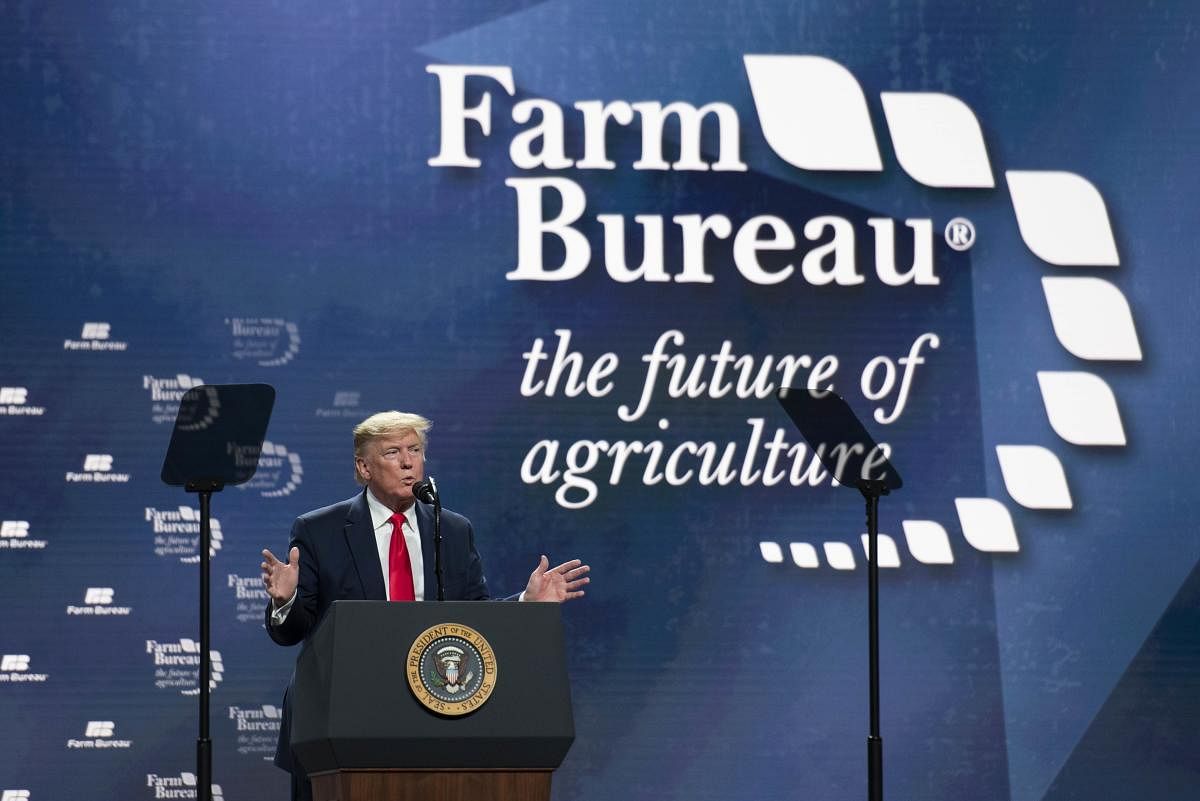 U.S. President Donald Trump speaks at the American Farm Bureau Federation's (AFBF) annual convention at the Austin Convention Center on January 19, 2020, in Austin, Texas. (AFP Photo)