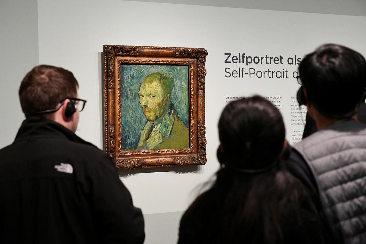 People look at Dutch post-impressionist painter Vincent van Gogh's self portrait, painted during a psychotic episode, at the Van Gogh Museum in Amsterdam, Netherlands. Reuters