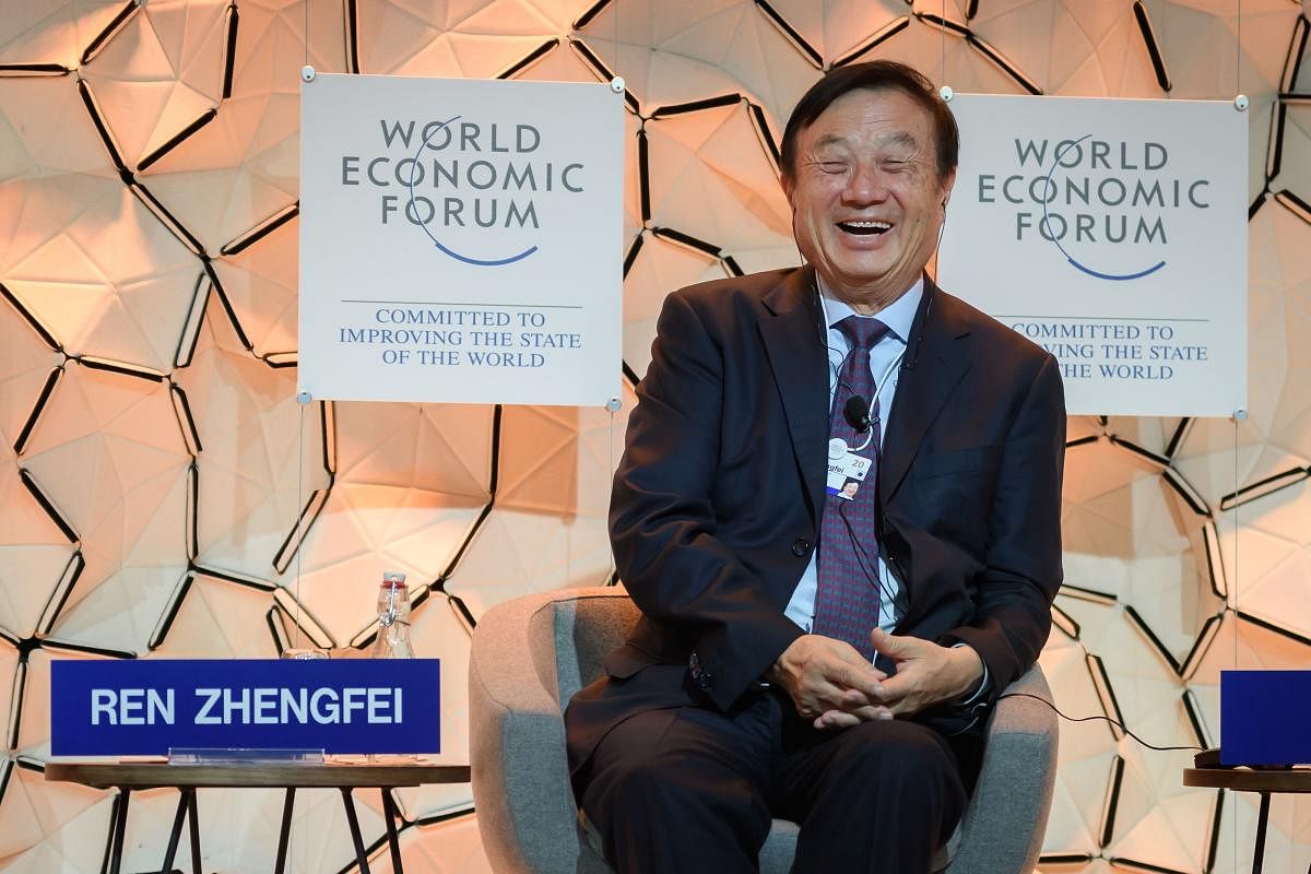 Huawei CEO Ren Zhengfei attends a session at the Congres center during the World Economic Forum (WEF) annual meeting in Davos. AFP