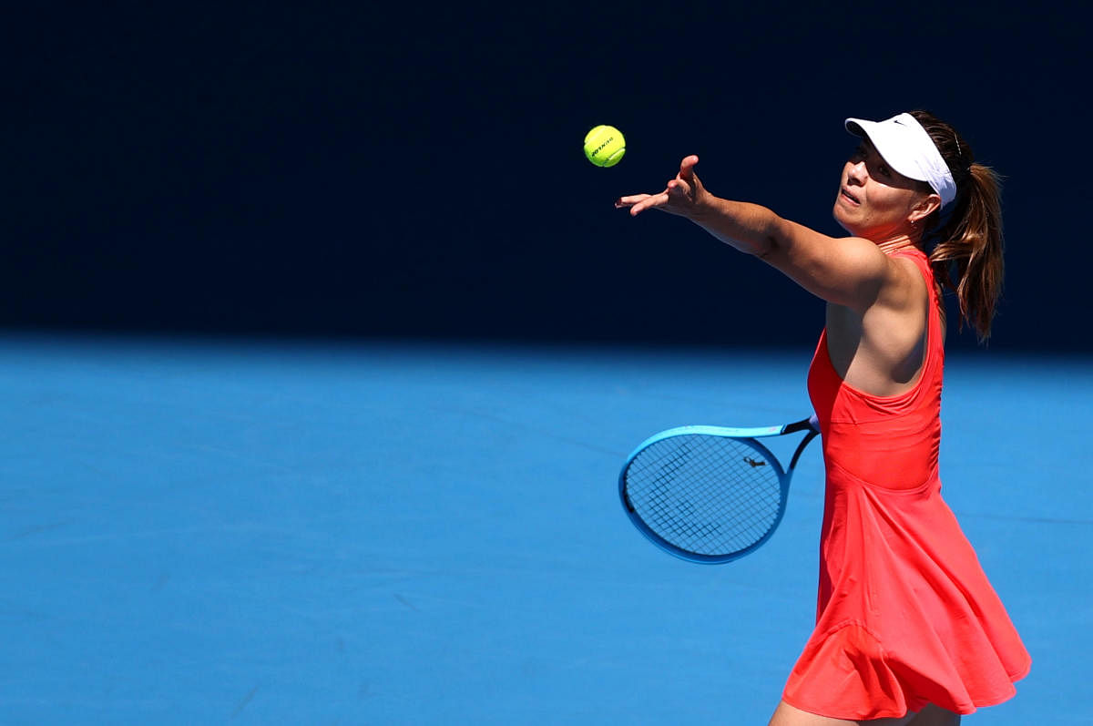 Russia's Maria Sharapova in action during the match against Croatia's Donna Vekic. (Reuters Photo)