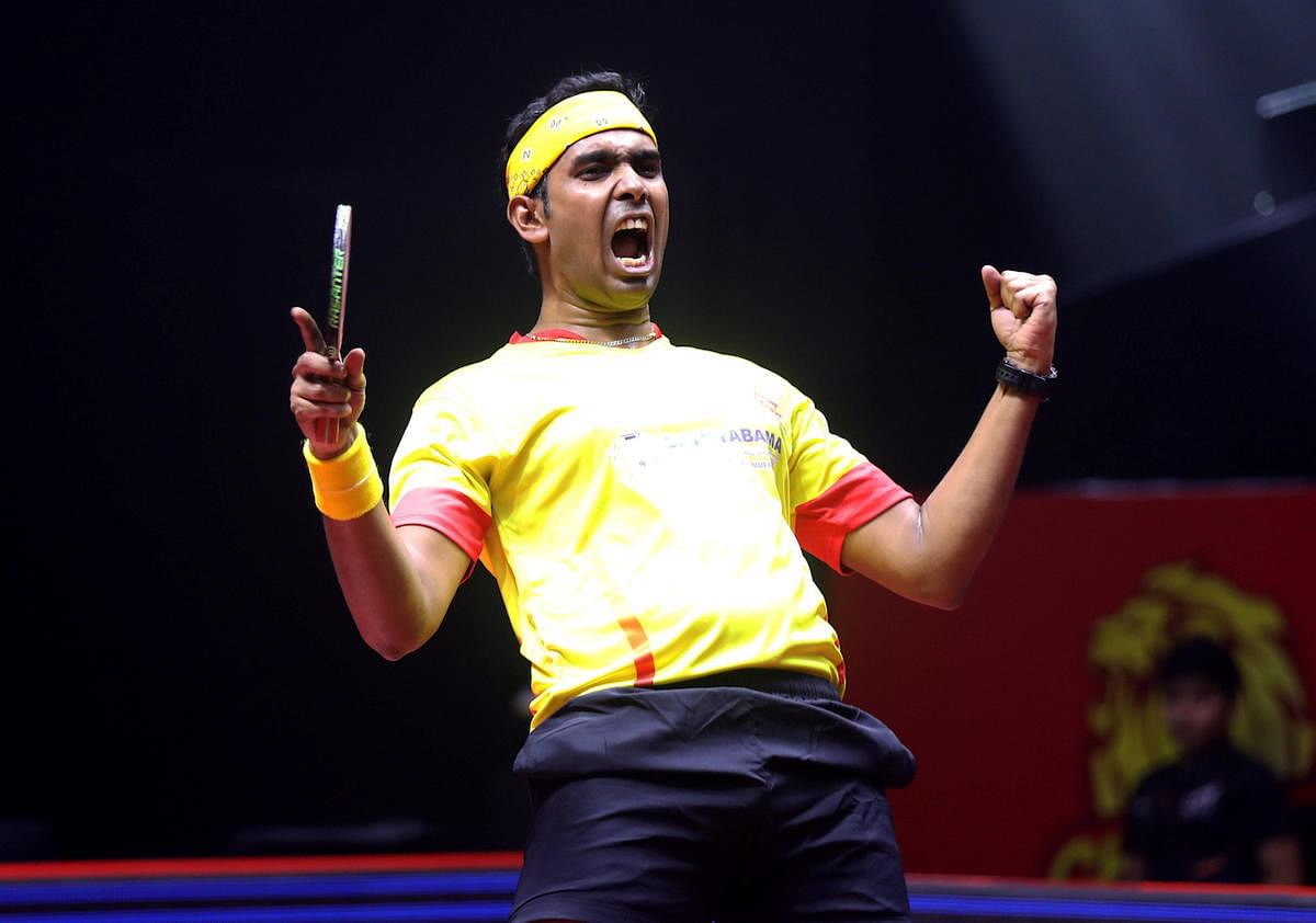 Unless the team comprising G Sathiyan (world rank 30), veteran Sharath Kamal (WR 33) (in pic) and Harmeet Desai (WR 86) play badly, India should not have a lot of difficulty in making the Olympic cut. Credit: PTI