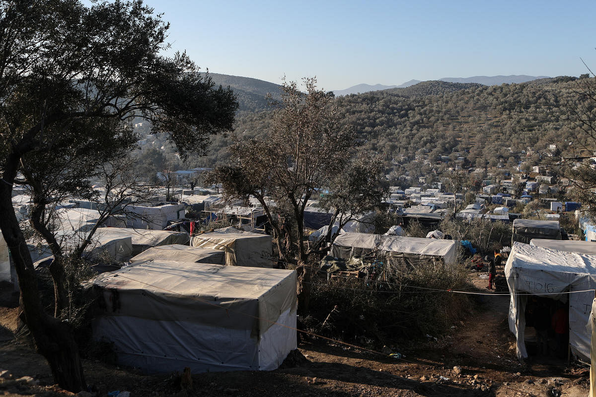 A view of a camp for refugees and migrants next to the Moria camp, on the island of Lesbos, Greece. (Reuters photo)
