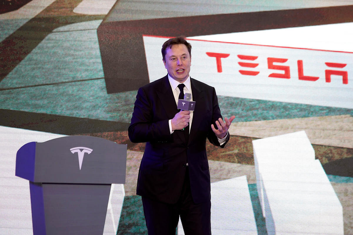 Tesla's market value also puts Musk a step closer to earning the first $346 million tranche of options in a record-breaking pay package. Credit: Reuters File Photo