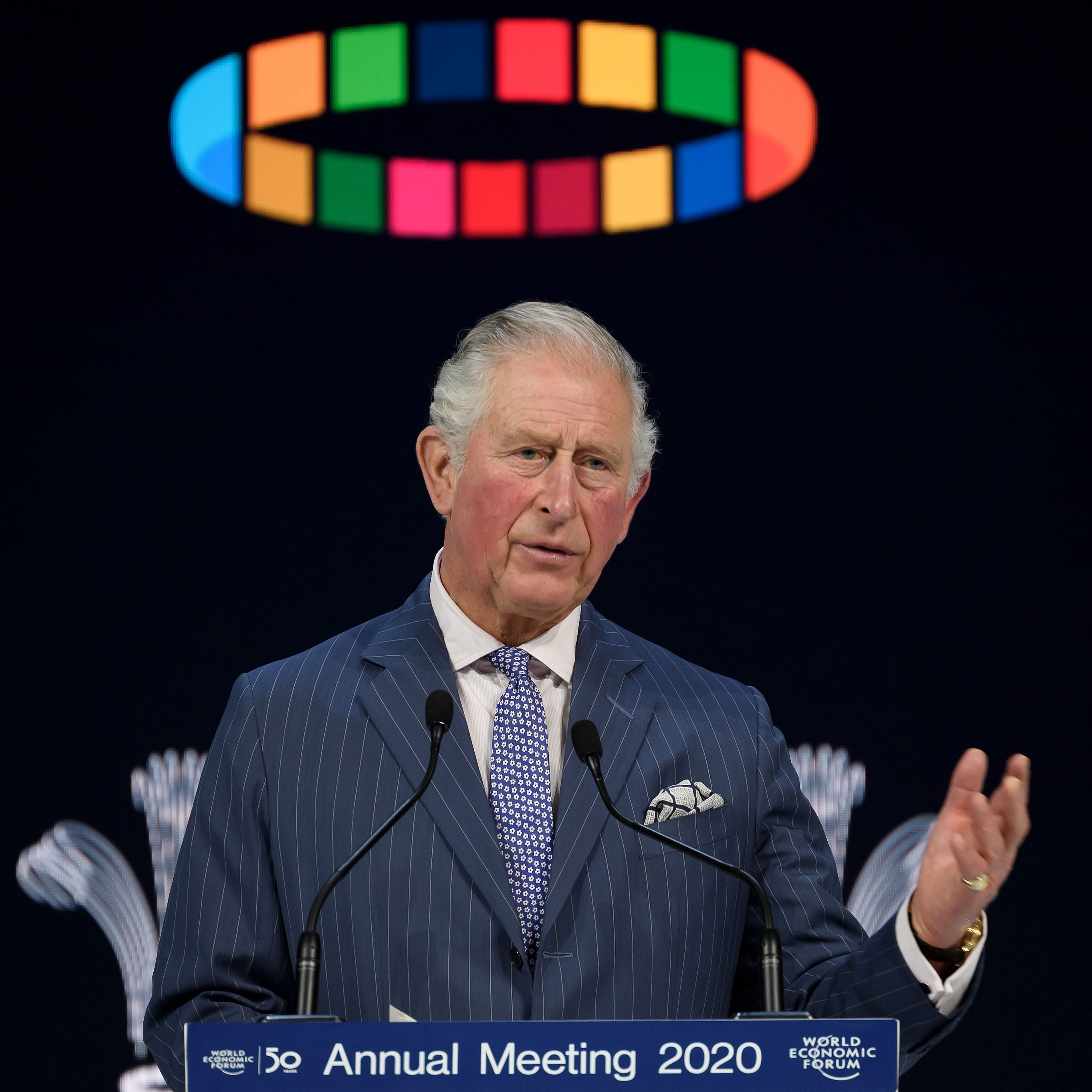Britain's Prince Charles, Prince of Wales, delivers a speech at the World Economic Forum during the World Economic Forum (WEF) annual meeting in Davos. (AFP Photo)
