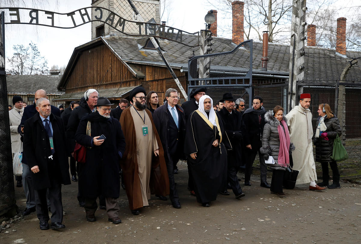 Mohammad Al-Issa, Secretary General of the Muslim World League and David Harris, CEO of the American Jewish Committee, visit the former Nazi German concentration and extermination camp Auschwitz I in Oswiecim. Reuters