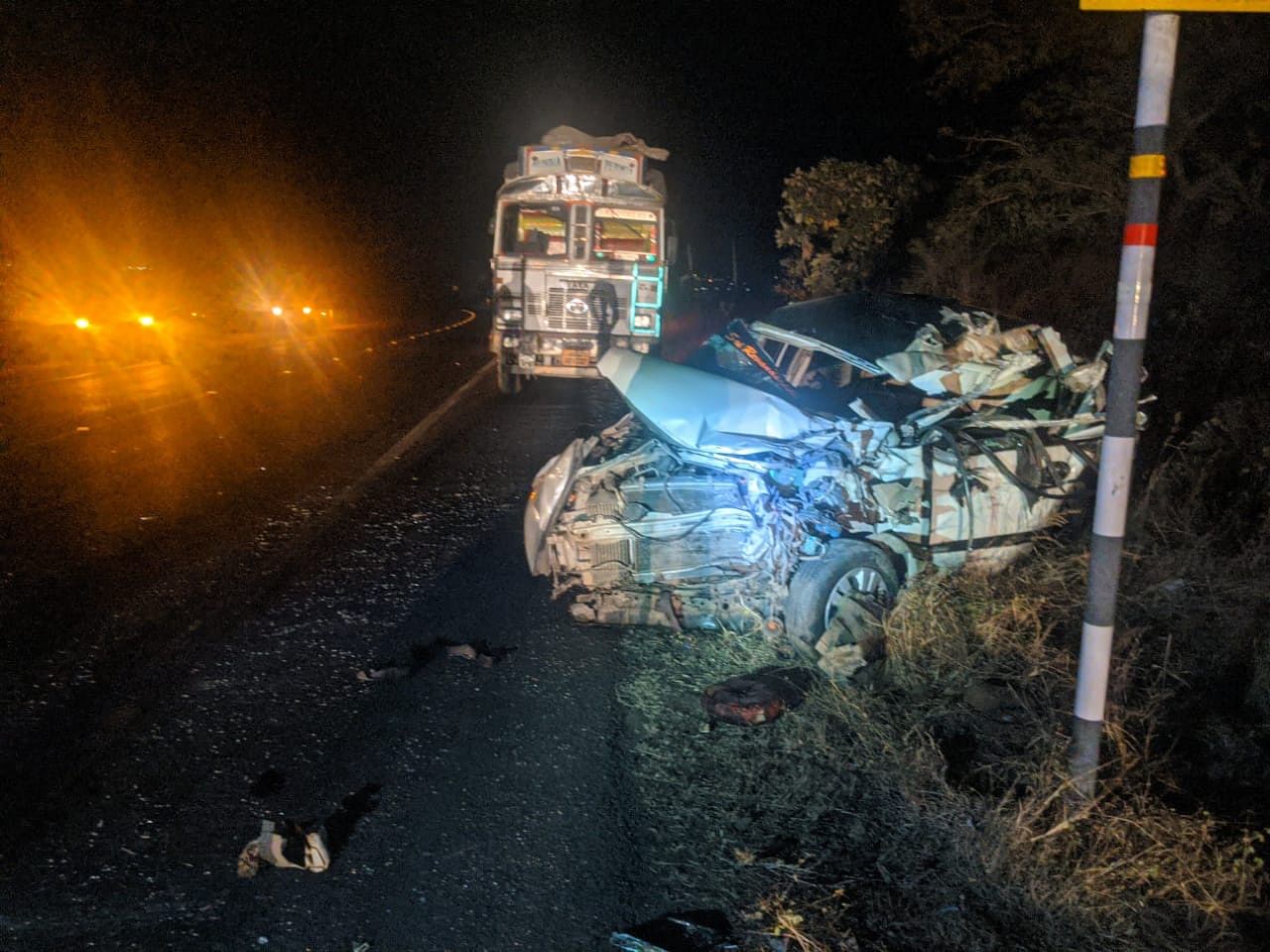 Superintendent of Police Lada Martin Marbaniang said the car was heading towards Kalaburagi from Humnabad while the lorry was going to Bidar from Kalaburagi when the accident occurred. (DH Photo)