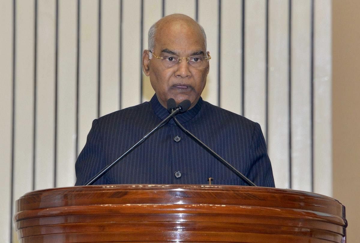 President Ram Nath Kovind addresses during the Human Rights Day Function being organised by the National Human Rights Commission, at Vigyan Bhawan, in New Delhi, Tuesday, Dec. 10, 2019. (PTI Photo)