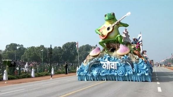 Goa's 'save the frog' campaign highlighted on the state's Republic Day tableau in New Delhi. Credit: Screengrab (Doordarshan)