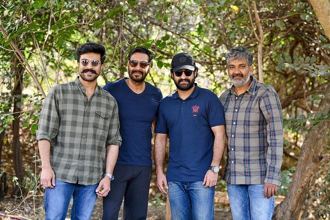 Ajay Devgn joins the shoot of Jr NTR and Ram Charan's RRR. (Credit: Twitter)