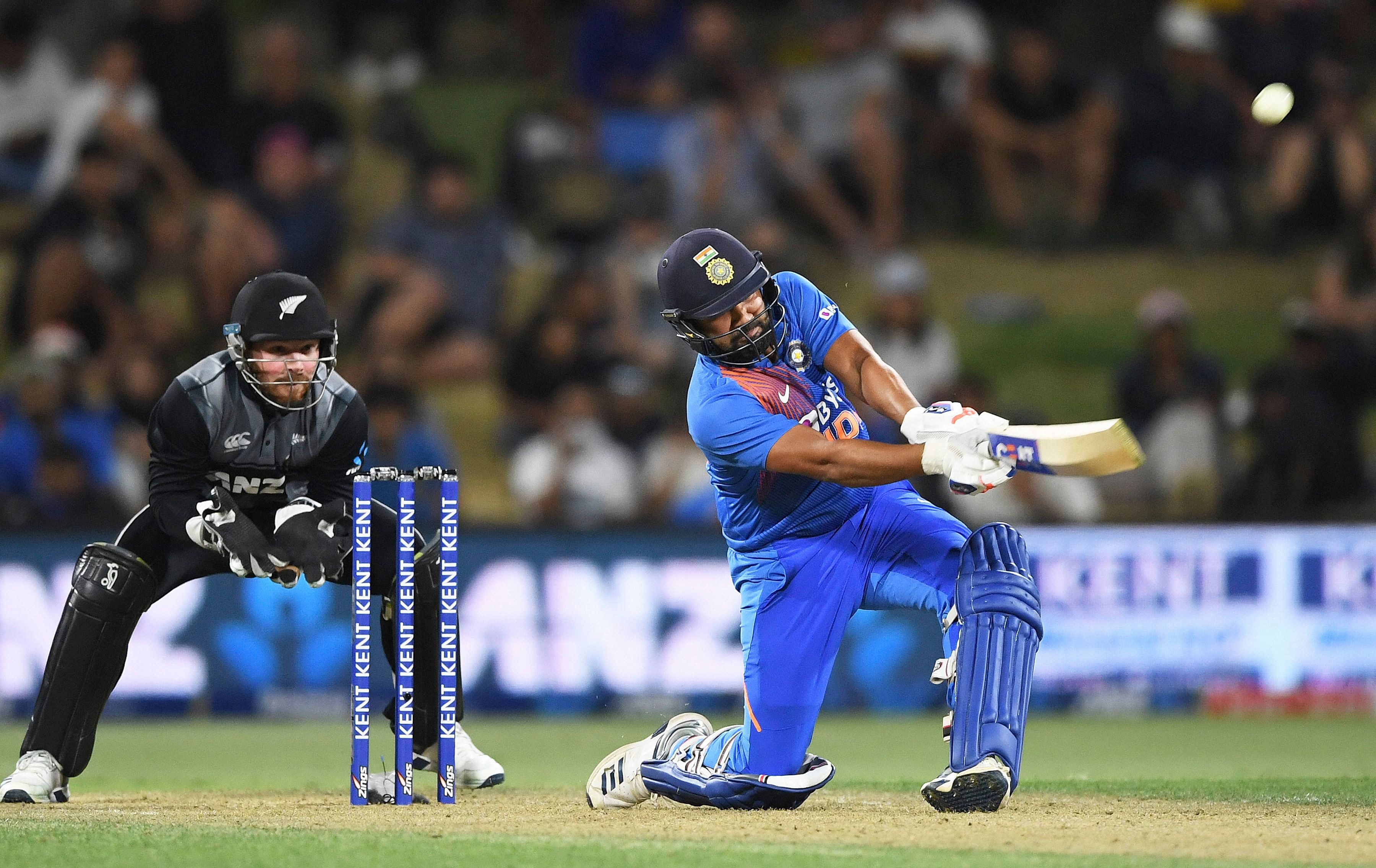 India's Rohit Sharma during the Twenty/20 cricket international between India and New Zealand at Bay Oval in Mt Maunganui, New Zealand. (PTI Photo)