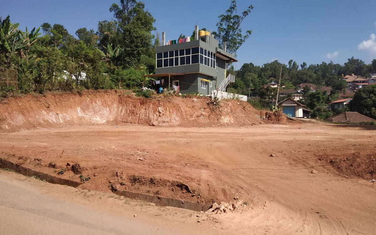 The land levelled to construct the women’s first grade college in Madikeri. 