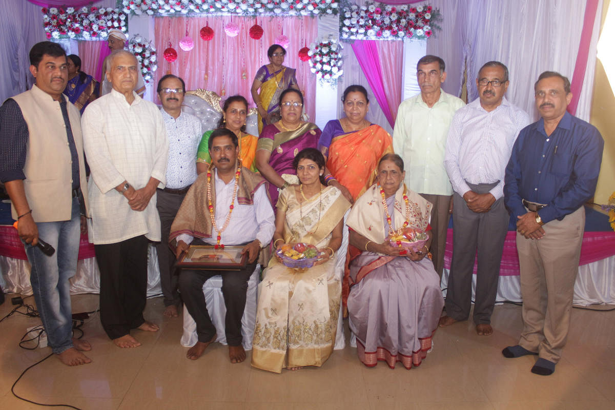 Capt (retd) G S Rajaram, his wife and mother were felicitated during a marriage function at Omkara Sadana in Madikeri on Sunday.