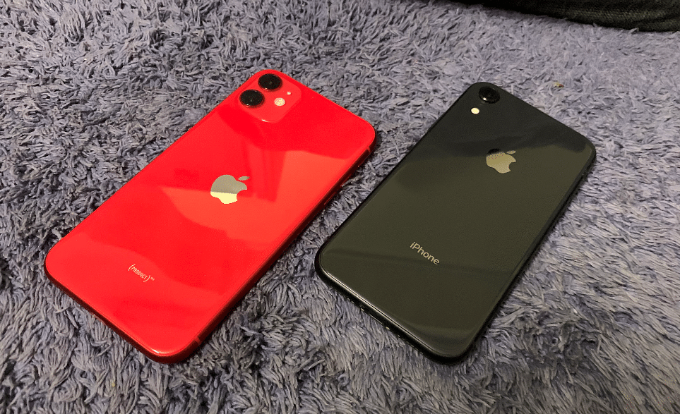 Apple iPhone 11 (PRODUCT)RED placed beside the iPhone XR (DH Photo/Rohit KVN)