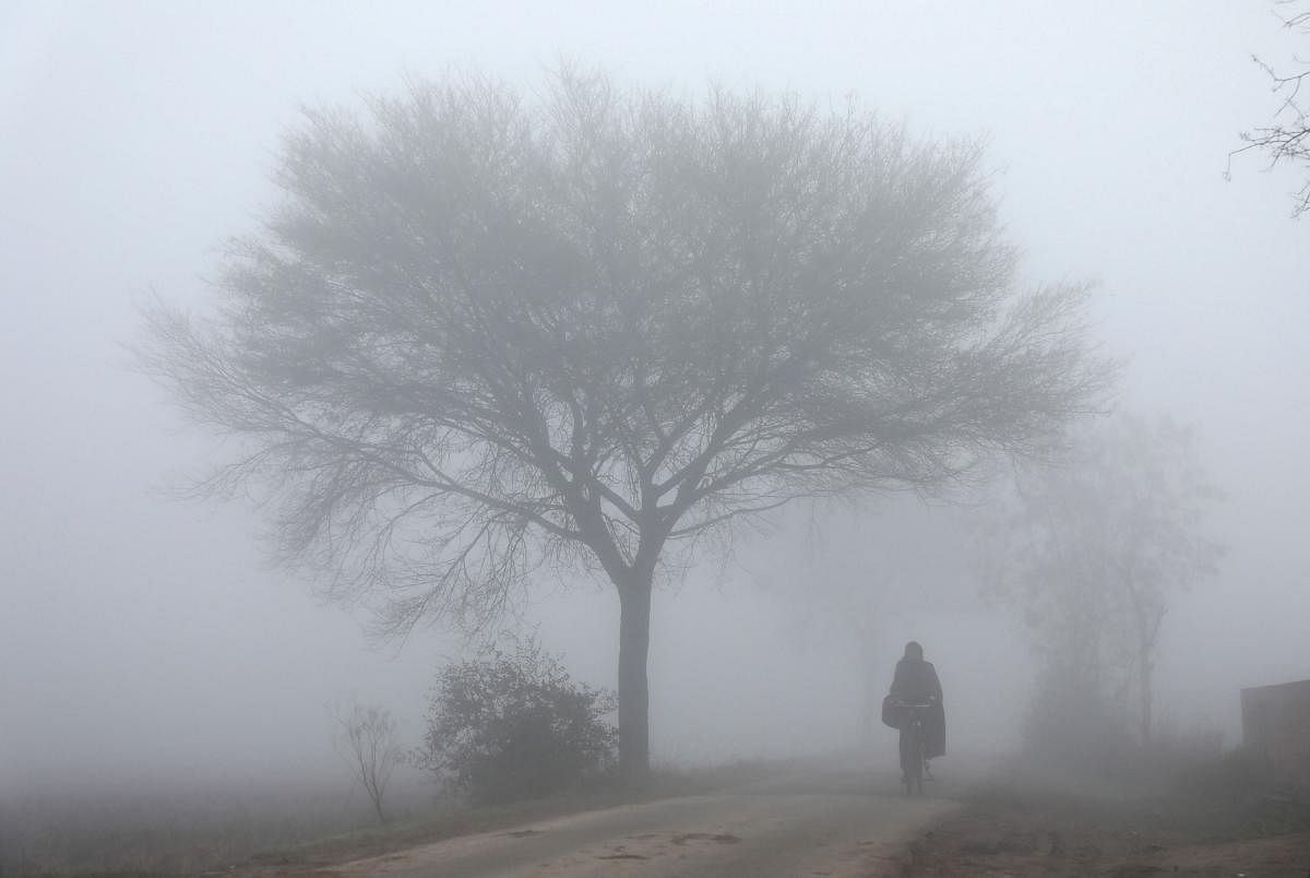 Dense fog, on the outskirts of Jammu (PTI Photo)