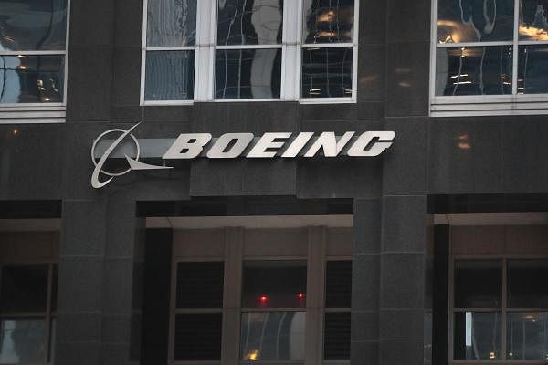 The company logo hangs above an entrance to the headquarters of The Boeing Company on January 29, 2020 in Chicago, Illinois. (Getty Images)