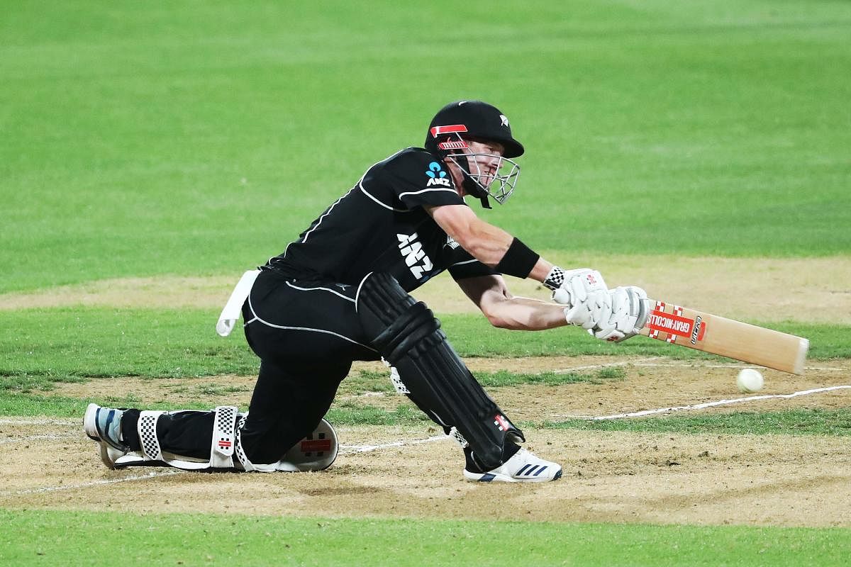 New Zealand’s Henry Nicholls bats during the first one-day international cricket match between New Zealand and India at Seddon Park in Hamilton. AFP