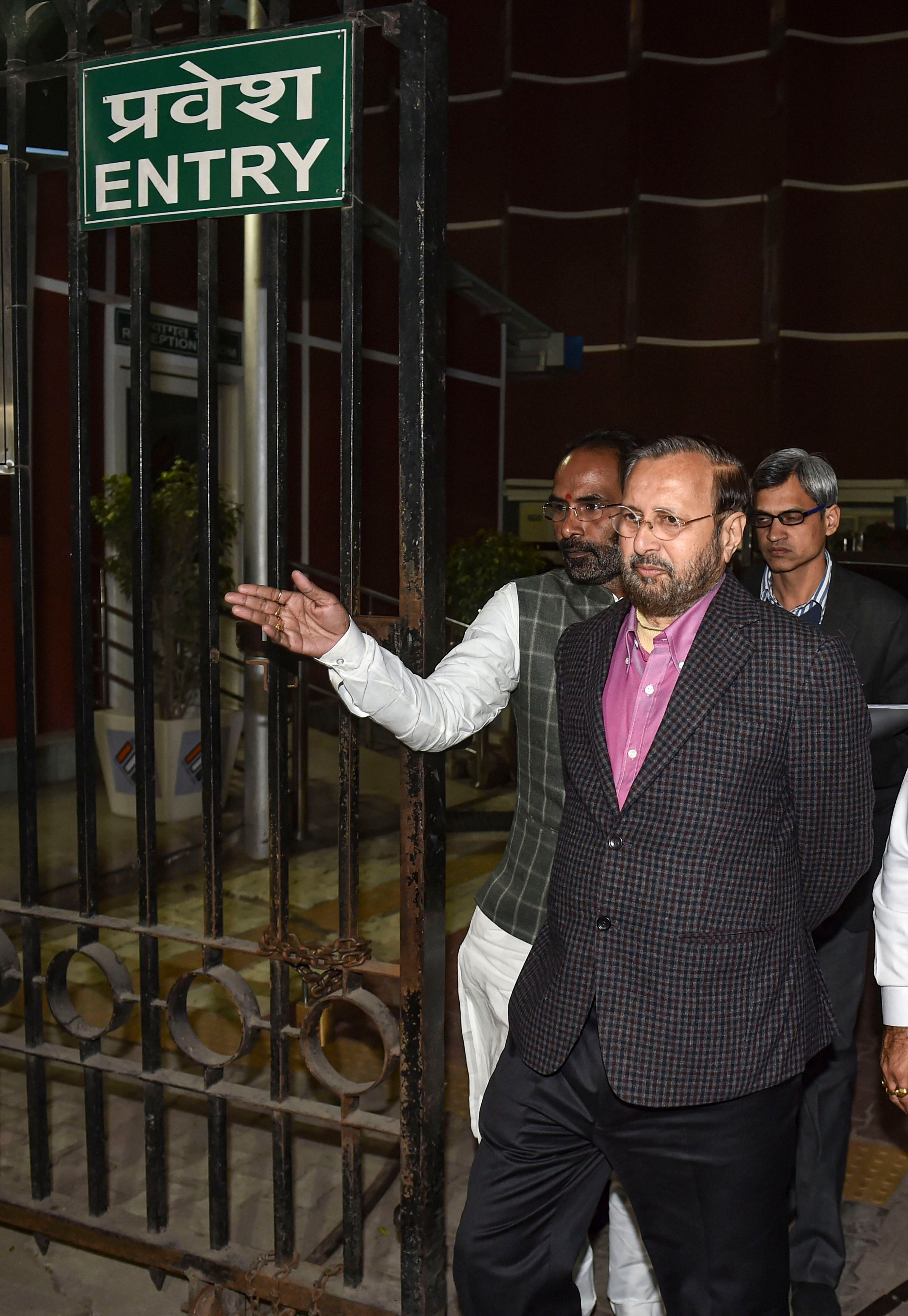 BJP delegation led by Union Minister Prakash Javadekar. (PTI Photo)