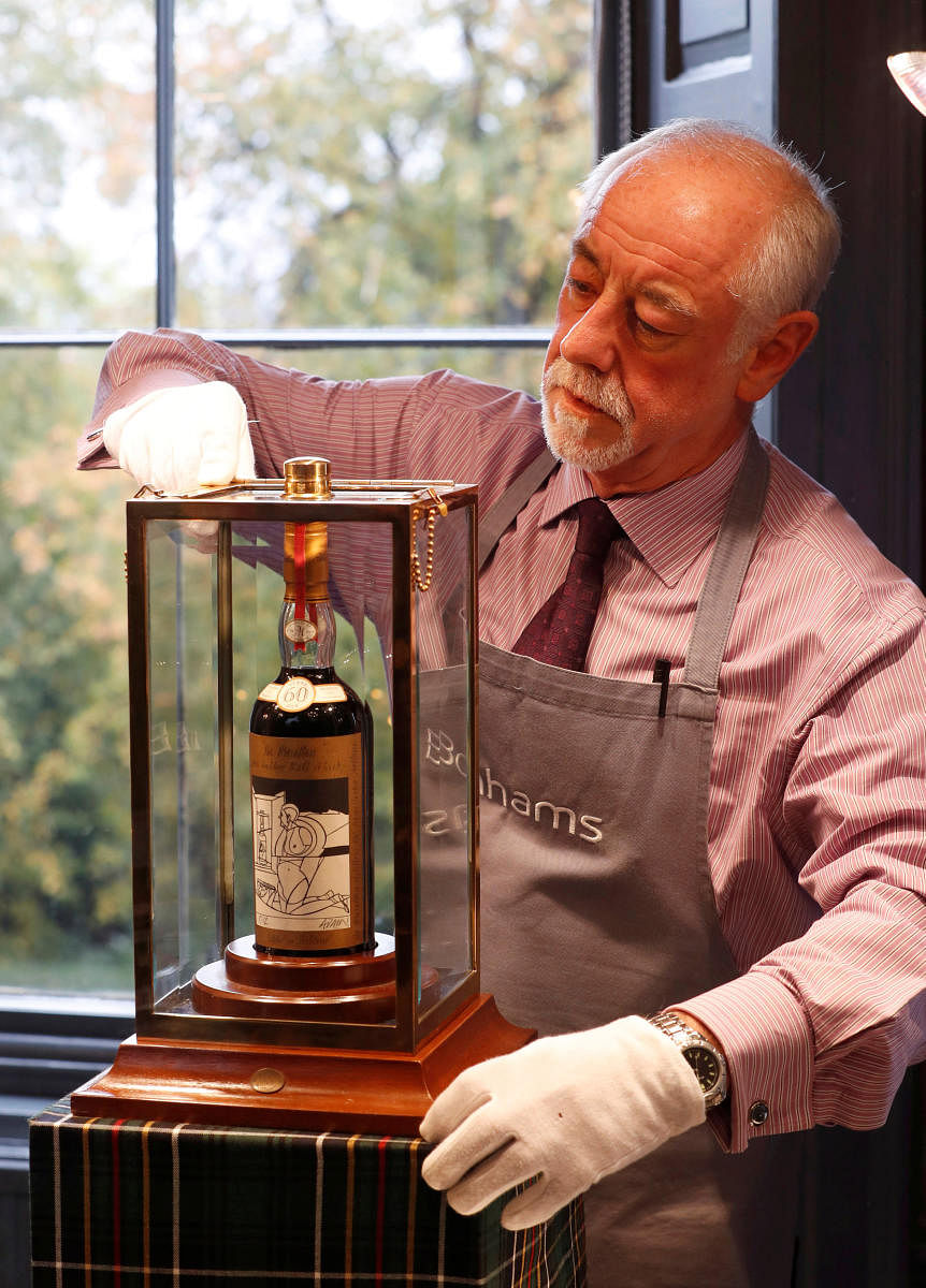 A 60-year old The Macallan Valerio Adami 1926 was auctioned for a record amount at Bonhams in Edinburgh, Scotland. Reuters file photo