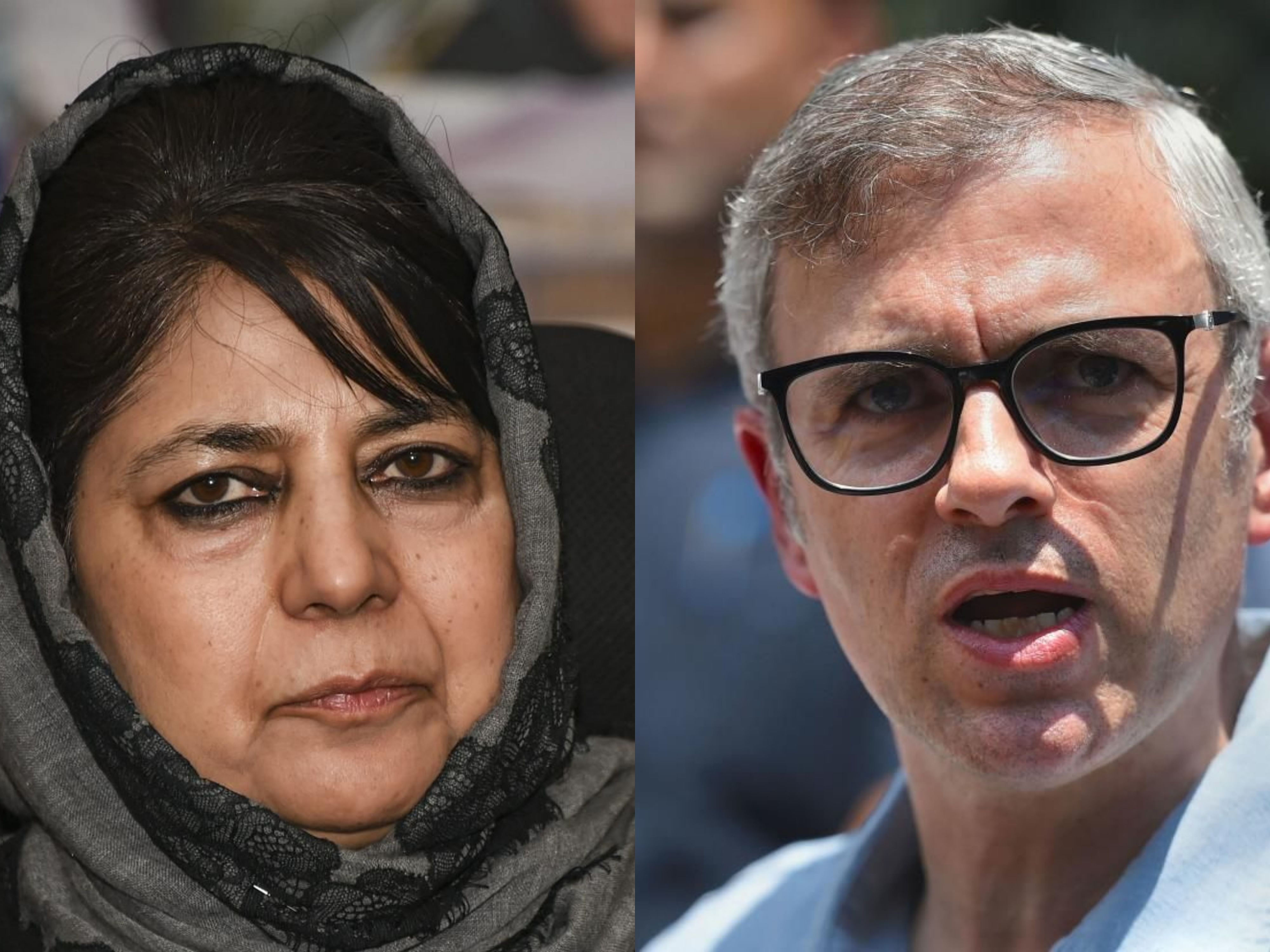 Former Jammu and Kashmir chief ministers Mehbooba Mufti and Omar Abdullah. (AFP/PTI Photo)