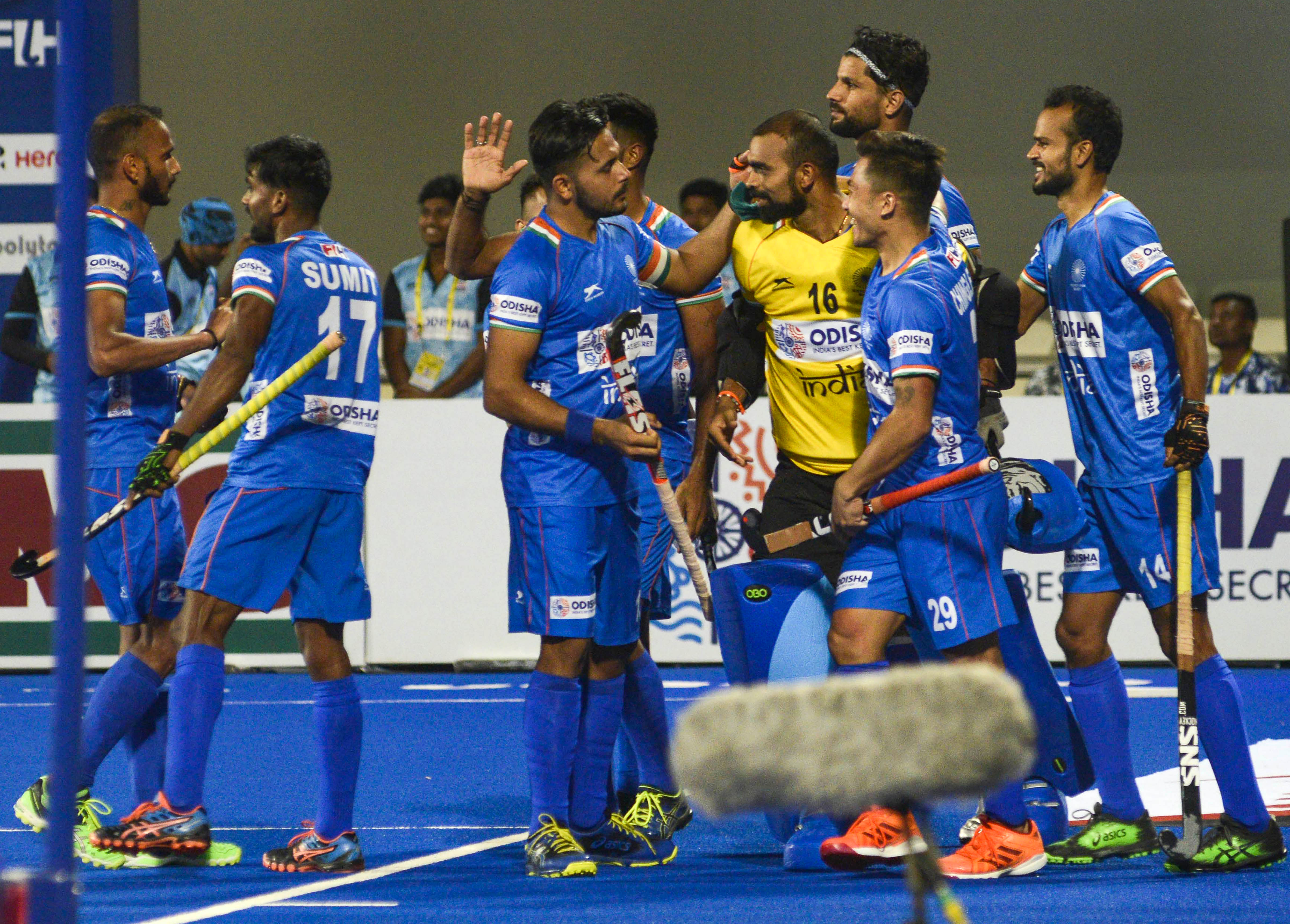 Indian players celebrate their win. (PTI Photo)