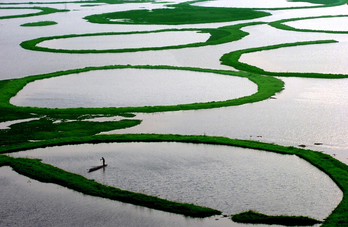 Loktak Lake in Northeast India is an example of a naturally occurring wetland. RAMSAR wetlands are internationally recognised sites.