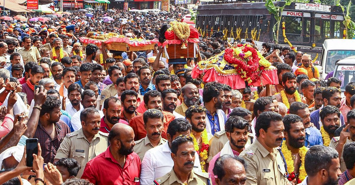 Thiruvabharanam, ornaments and attire for Lord Ayyappa (PTI Photo)