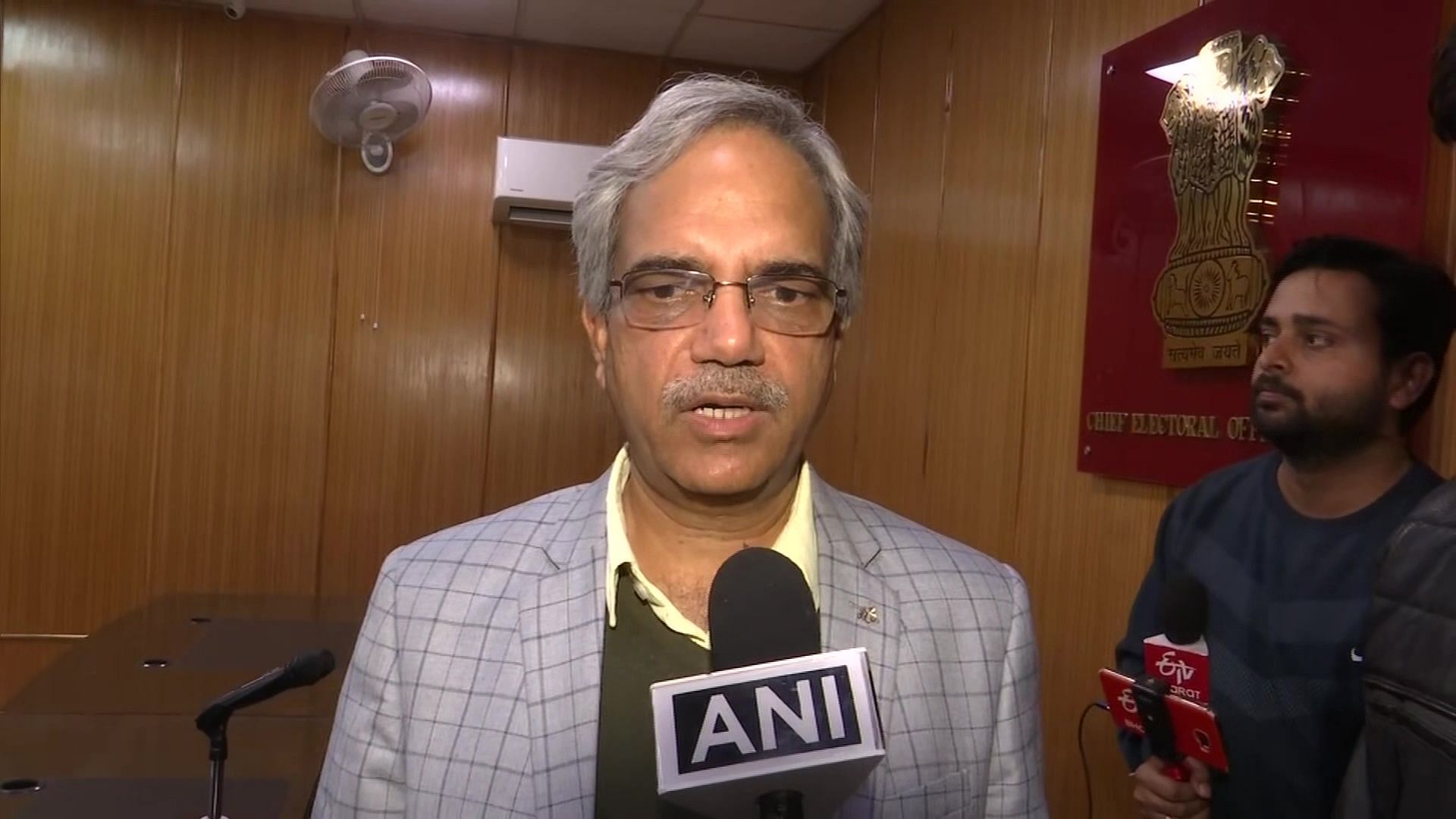 Delhi Chief Electoral Officer Ranbir Singh. (Photo credit: ANI Twitter)