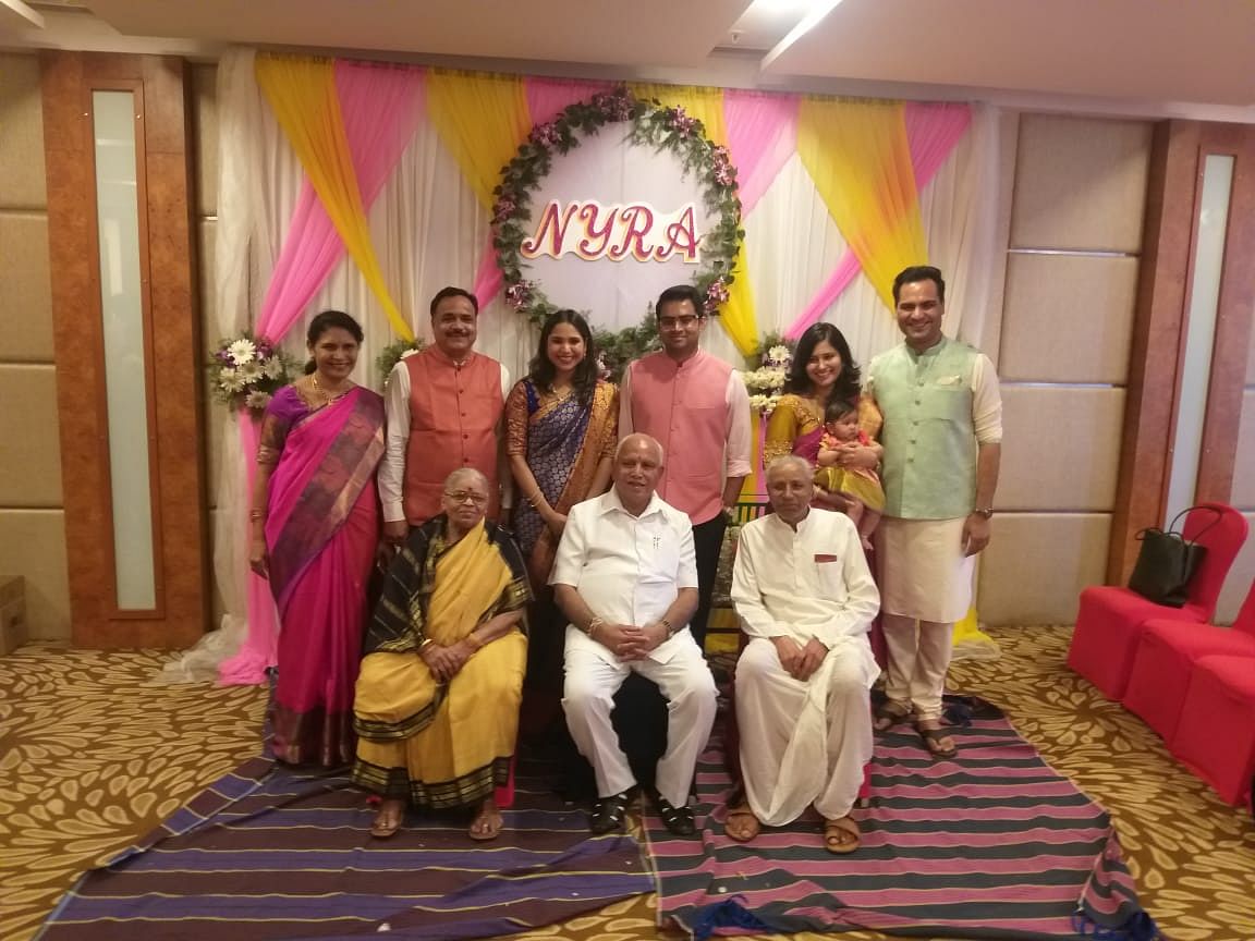 Chief Minister B S Yediyurappa attends a family function in Hubballi (DH Photo)