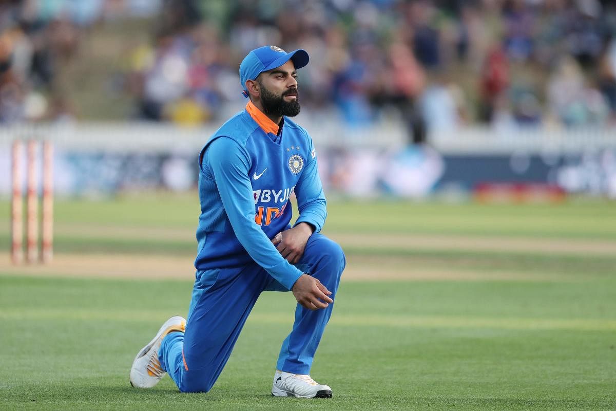 India’s Virat Kohli looks on during the first one-day international cricket match between New Zealand and India at Seddon Park in Hamilton on February 5, 2020. (AFP Photo)