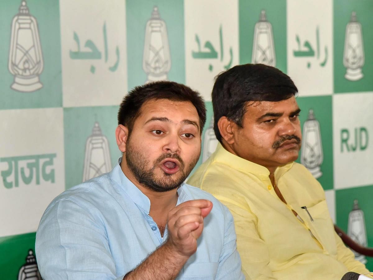 Leader of the Opposition in the Assembly and former Deputy Chief Minister Tejashwi Yadav tweeted in Hindi: “Why the BJP was hell-bent upon ending reservation system?" Credit: PTI image
