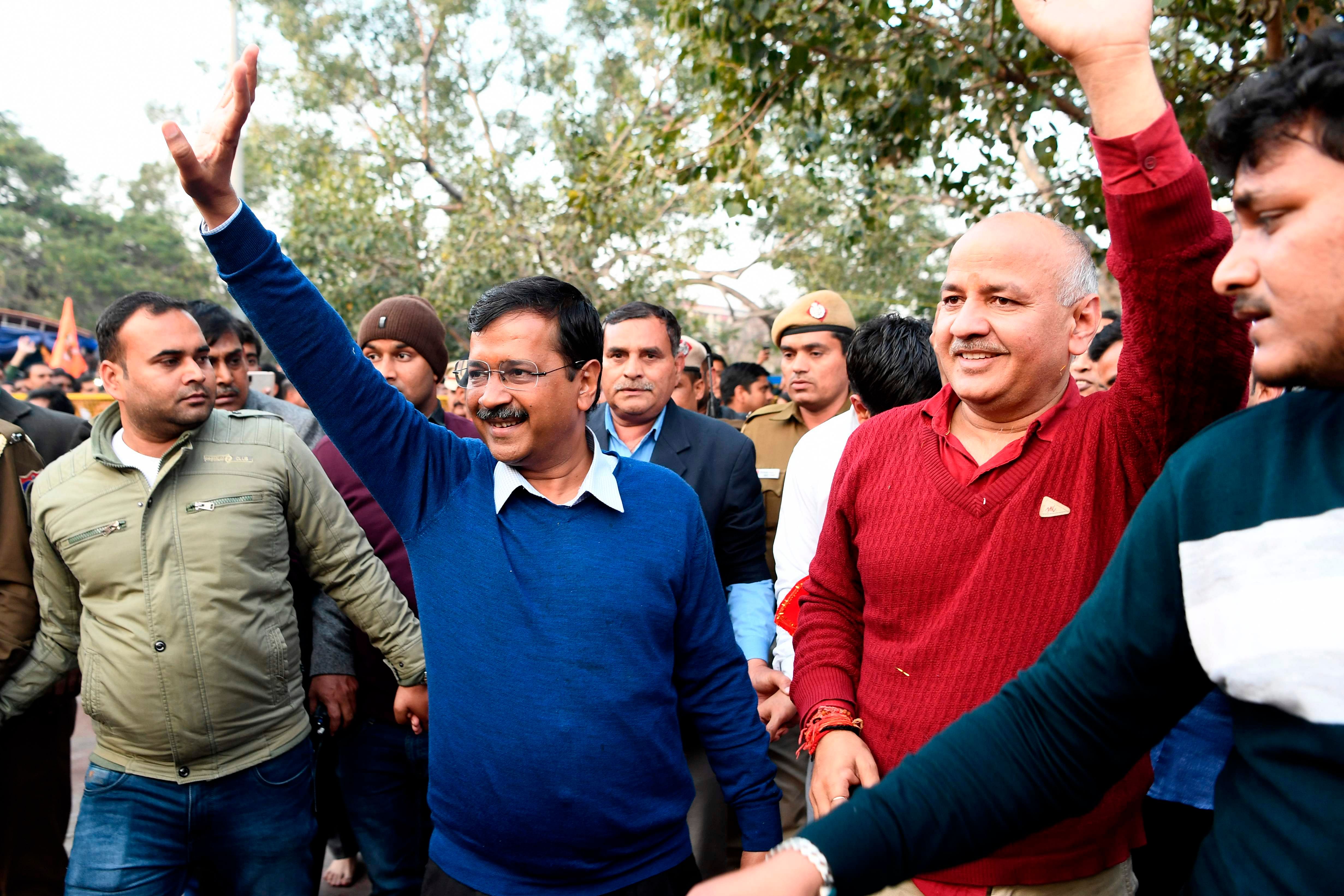 Chief Minister Arvind Kejriwal and Deputy Chief Minister Manish Sisodia. (Credit: AFP Photo)
