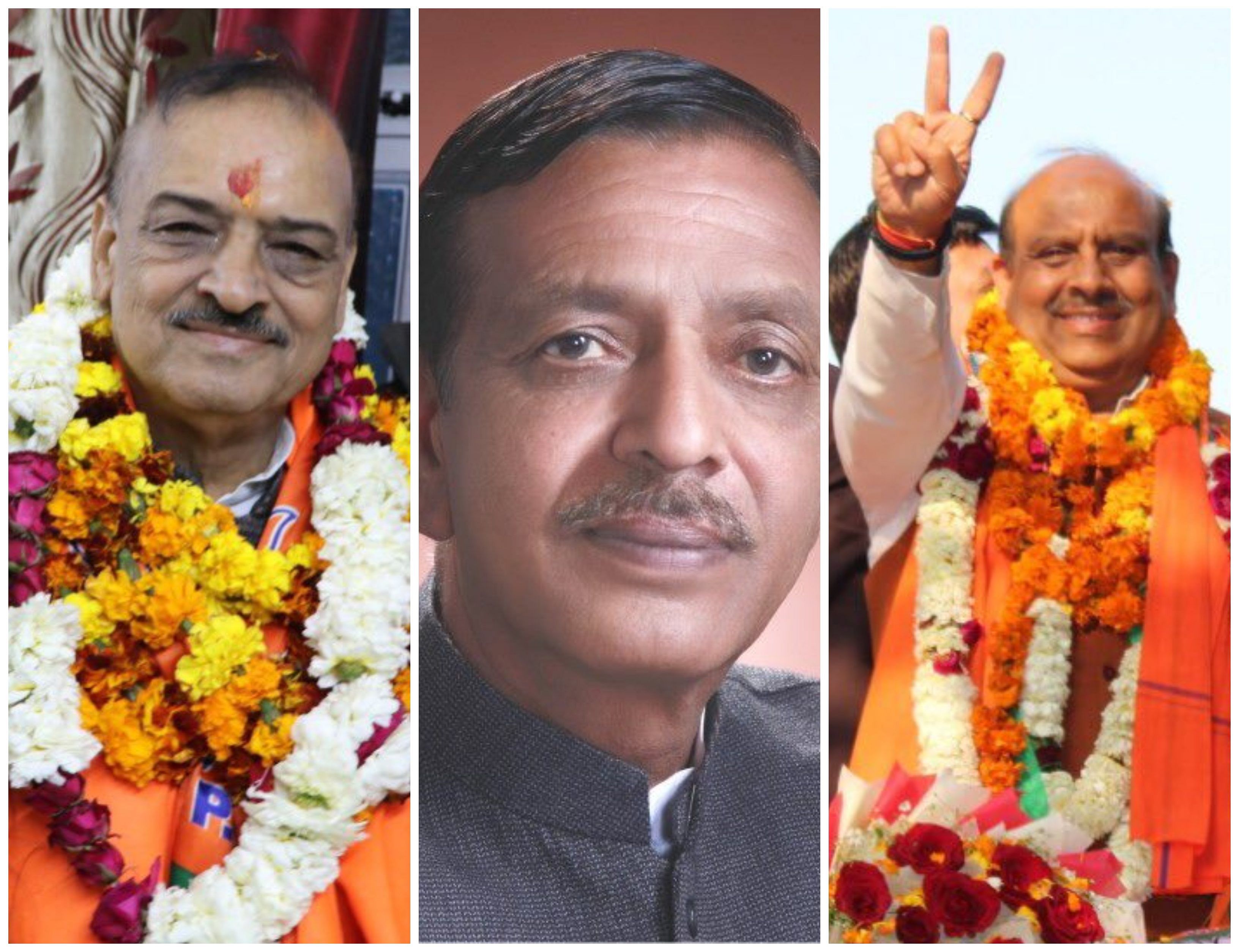 BJP MLAs Om Prakash Sharma, Jagdish Pradhan and Vijender Gupta.