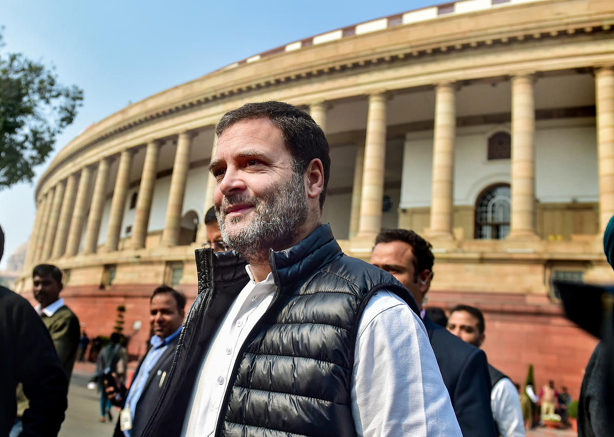 Congress MP Rahul Gandhi at Parliament House during the ongoing Budget Session, in New Delhi, Monday, Feb. 10, 2020. (PTI Photo)