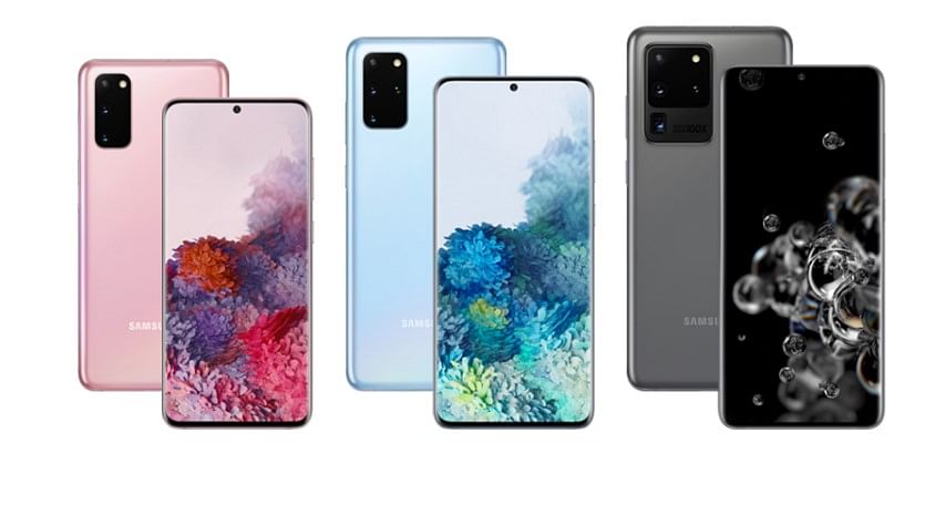 [From left to right] The new Galaxy S20(Cosmic Pink), Galaxy S20 Plus (Cosmic Blue) and the Galaxy S20 Ultra (Cosmic Grey) [Picture credit: Samsung]