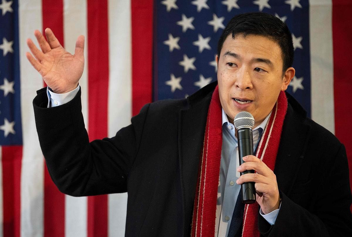 Andrew Yang (45), was polling at a lowly three percent with 20 percent of polling stations reporting, placing him well out of contention. (AFP Photo)