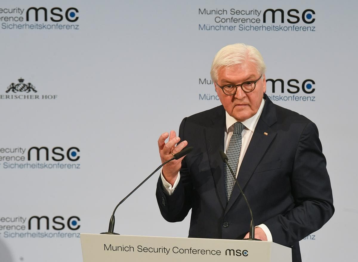 German President Frank-Walter Steinmeier addresses the opening speech of the 56th Munich Security Conference (MSC) in Munich, southern Germany, on February 14, 2020. AFP