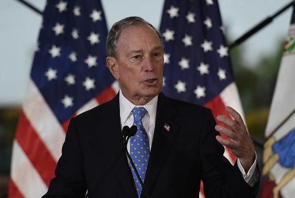  In this file photo taken on December 13, 2019 former New York Mayor and Democratic presidential candidate Michael Bloomberg speaks about his plan for clean energy during a campaign event at the Blackwall Hitch restaurant in Alexandria, Virginia. (AFP Photo)
