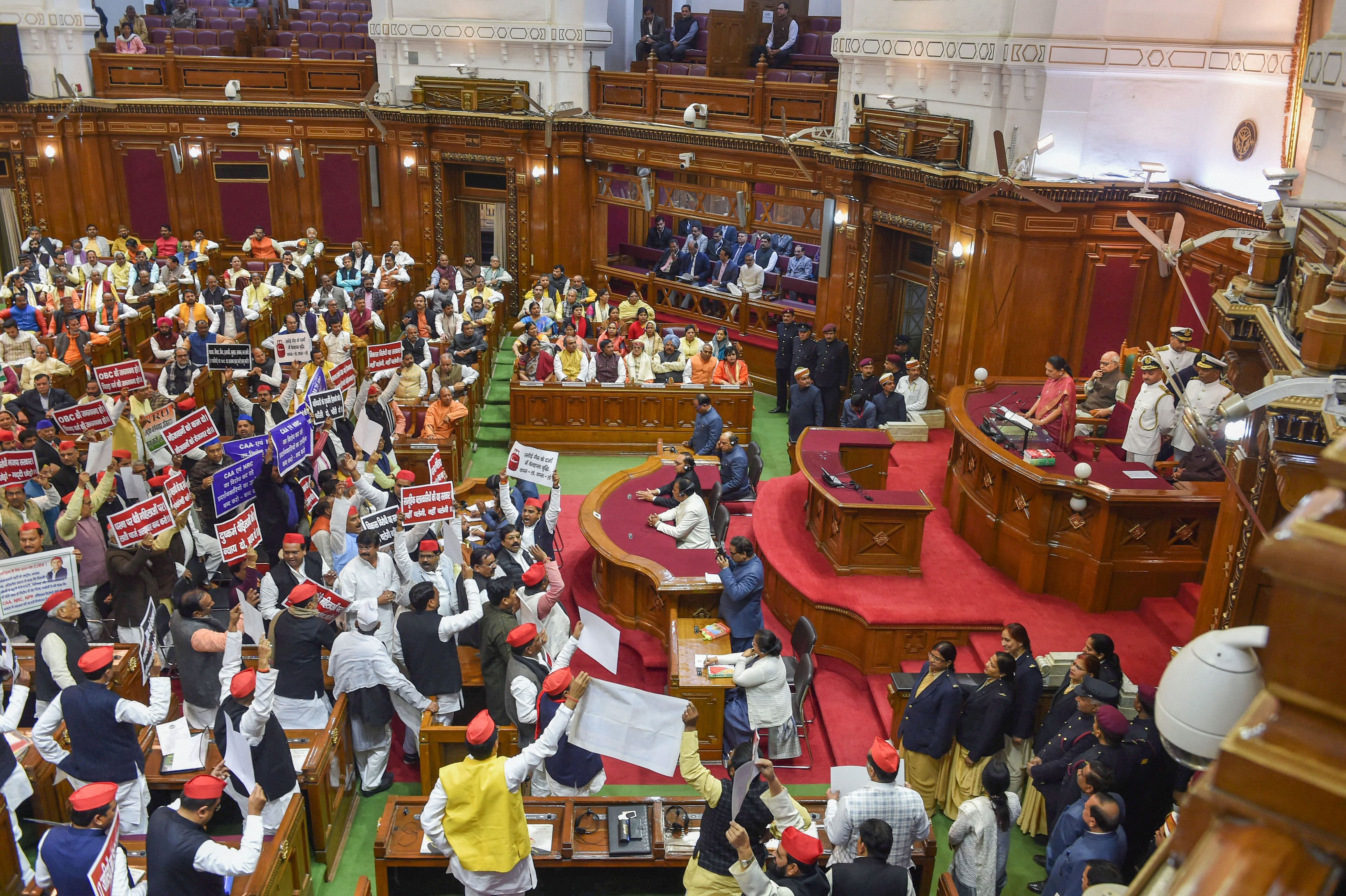 The SP members then walkout of the House. (Credit: PTI Photo)