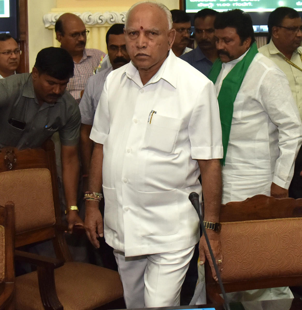 Chief Minister B S Yediyurappa and Agriculture Minister B C Patil at the Farmers meeting with Chief Minister at Vidhana Soudha in Bengaluru on Thursday, February 13, 2020. (DH Photo)