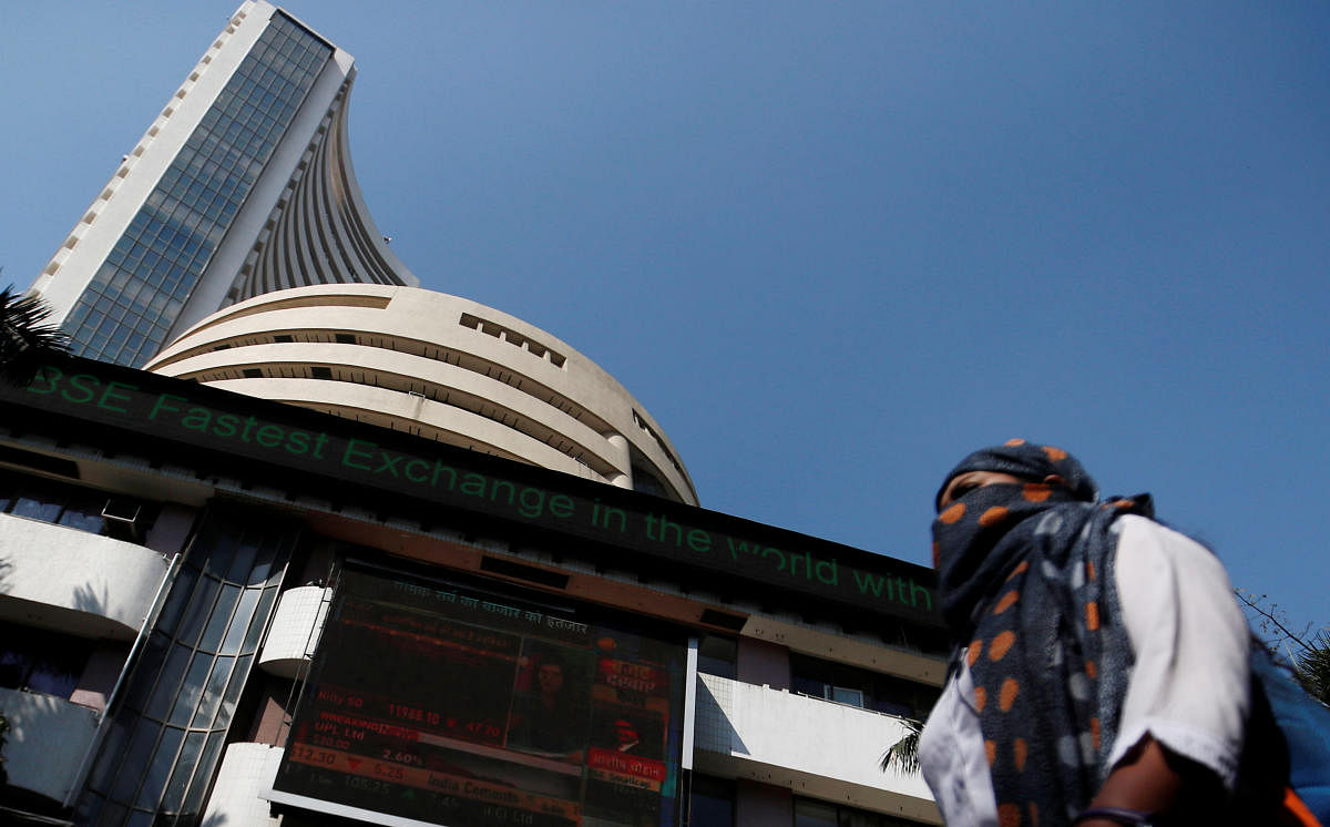 The 30-share BSE index was trading 233.20 points or 0.56 per cent higher at 41,692.99, and the broader NSE advanced 59.85 points, or 0.49 per cent, to 12,234.50. (REUTERS Photo)