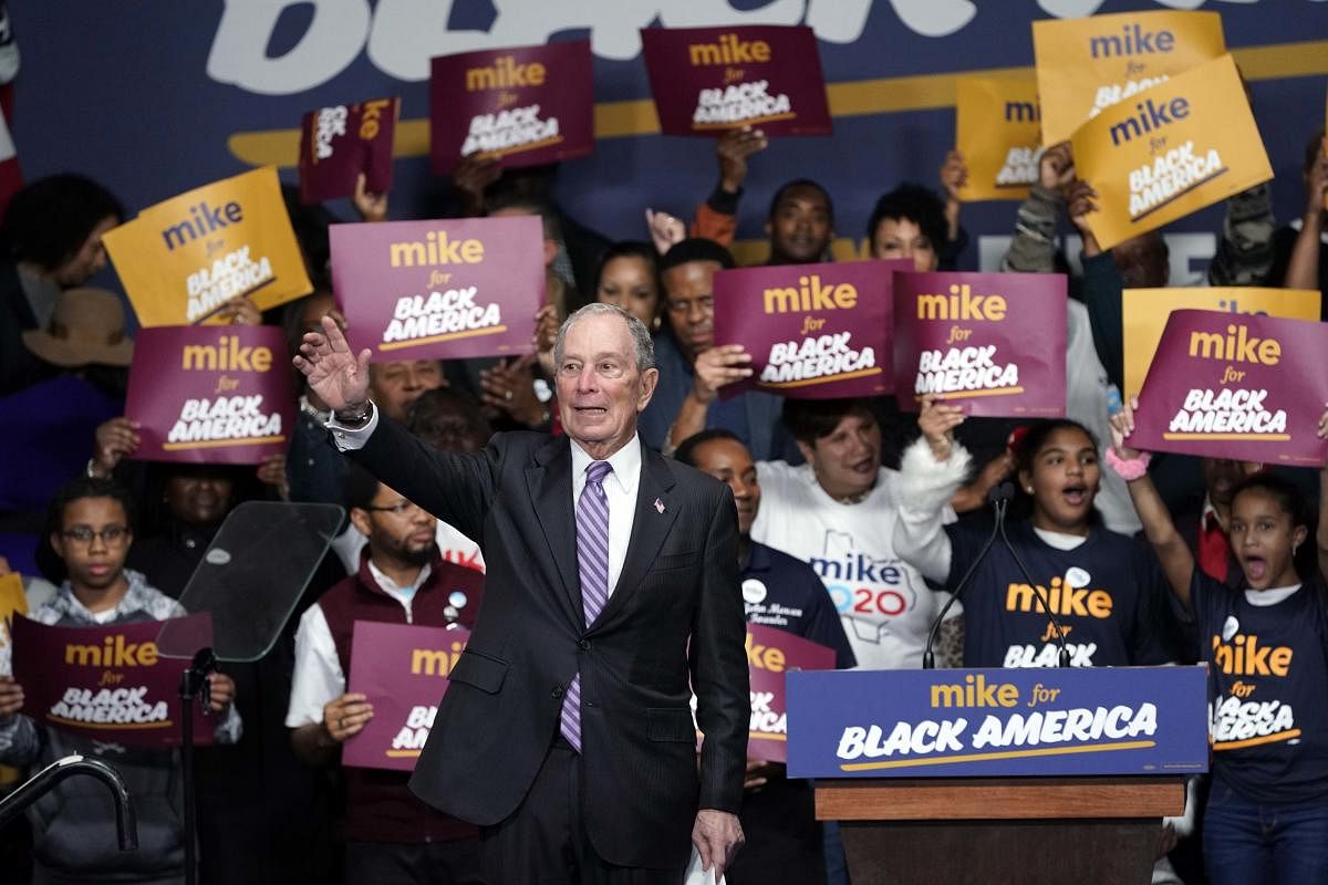 Democratic presidential candidate and former New York City Mayor Michael Bloomberg waves to the crowd during his campaign launch of "Mike for Black America," at the Buffalo Soldiers National Museum, Thursday, Feb. 13, 2020, in Houston. (PTI Photo)