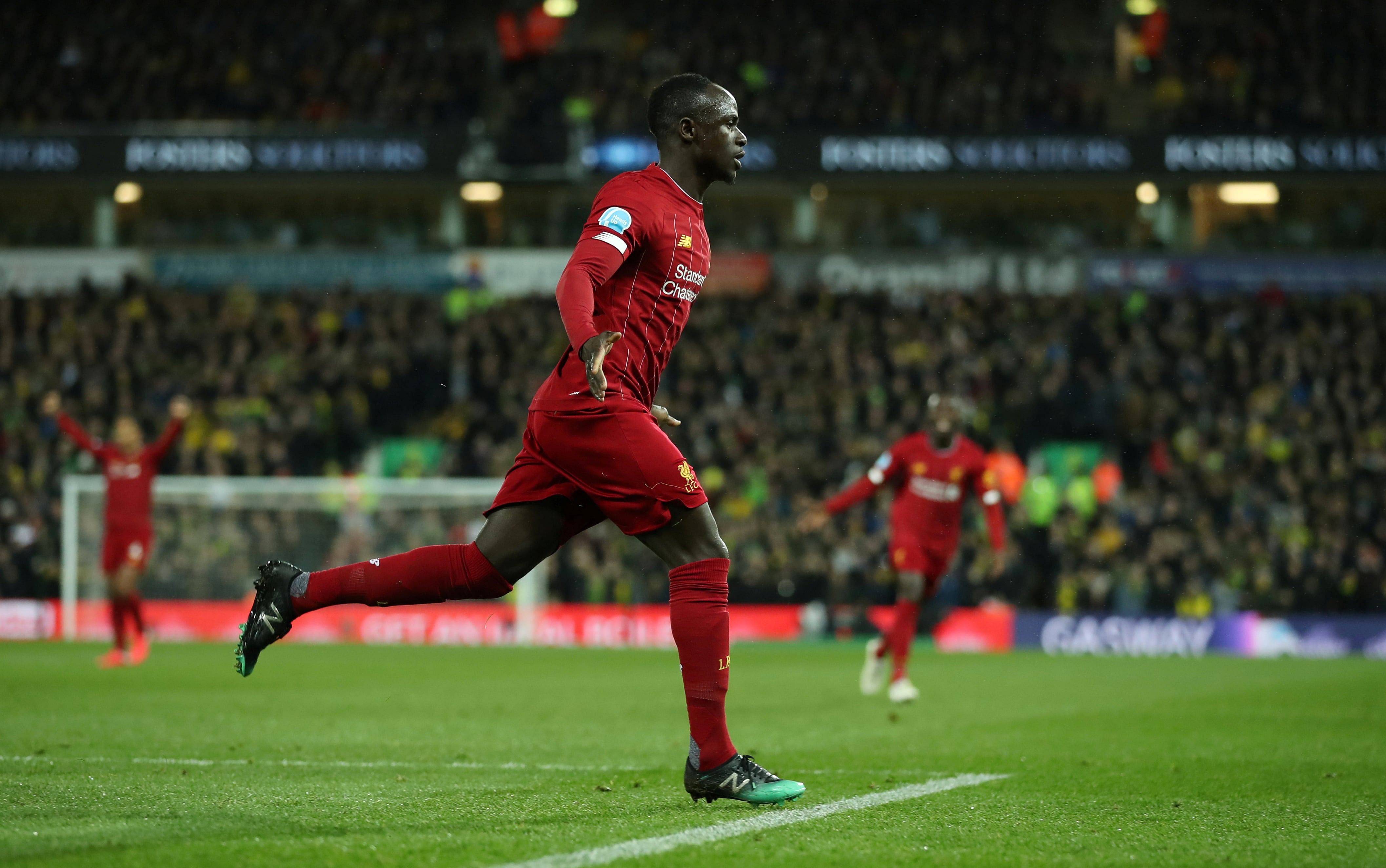 Liverpool's Sadio Mane celebrates scoring their first goal. (Credit: Reuters Photo)