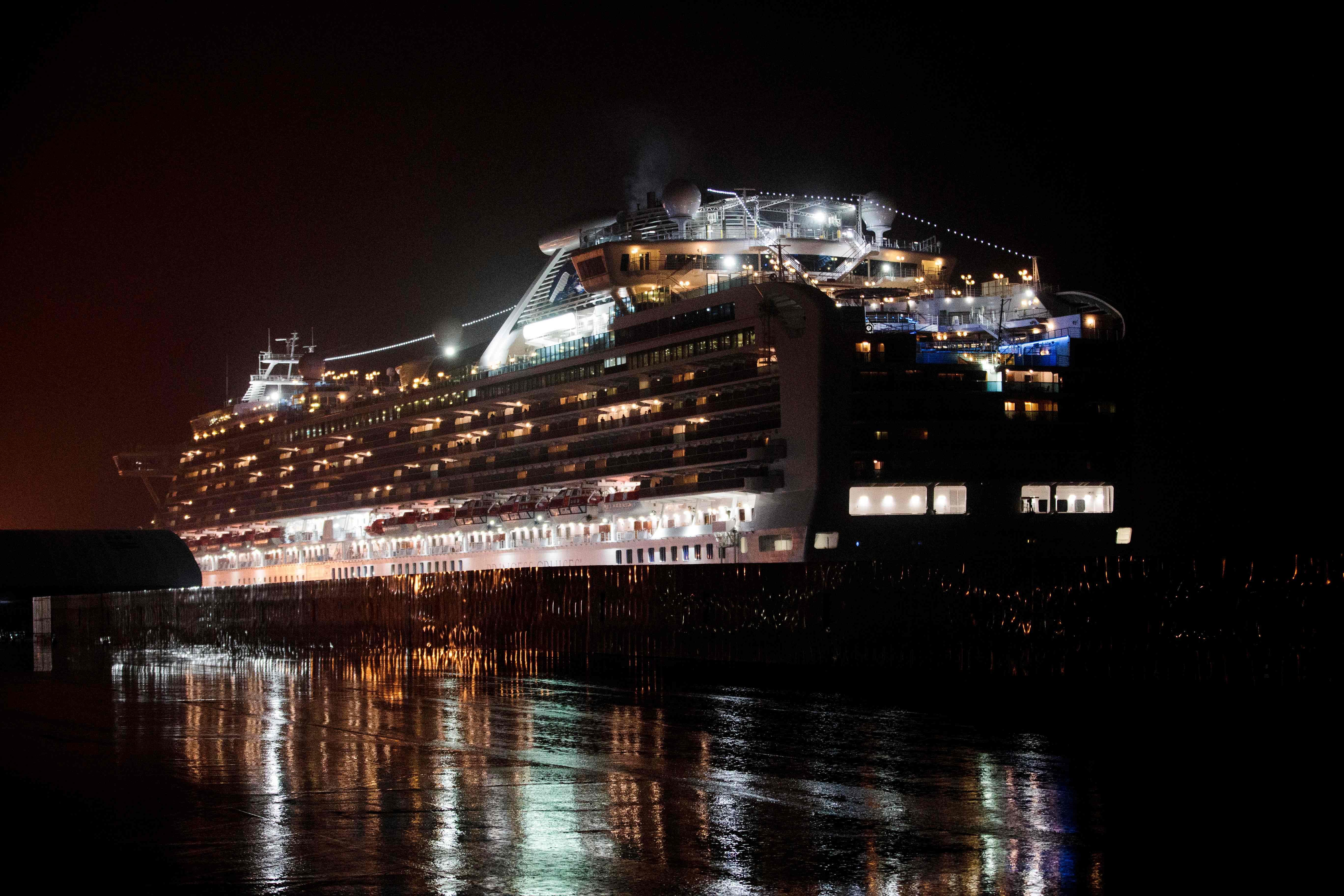 Diamond Princess cruise ship, with people quarantined onboard due to fears of the new COVID-19 coronavirus, is docked at the Daikaku Pier Cruise Terminal in Yokohama port on February 16, 2020. (Credit: AFP Photo)