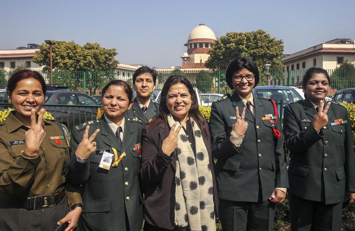 Advocate Meenakshi Lekhi, who appeared for women officers, said the apex court judgment has given equal rights to the women officers as their male counterparts. Credit: PTI Photo